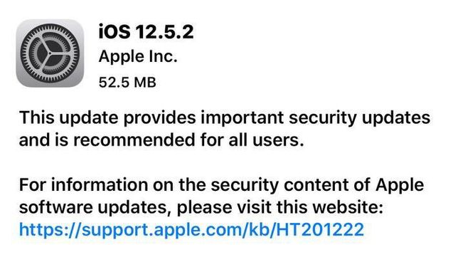 文圣苹果手机维修分享iOS12.5.2发布，建议所有老苹果用户安装 